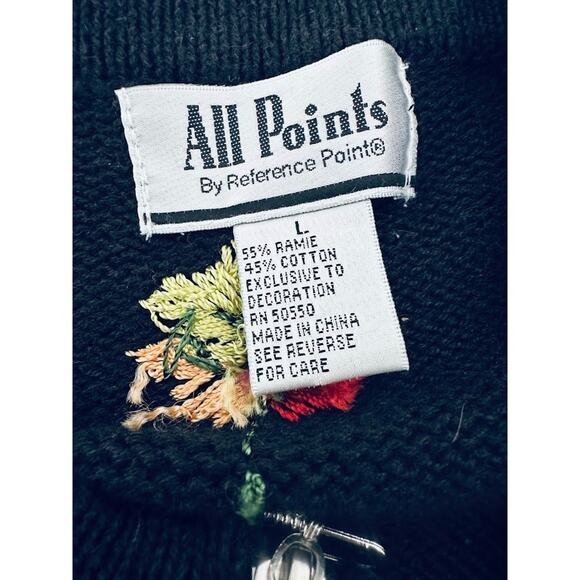 All Points Cardigan Zip Novelty Sweater Womens L Autumn Halloween Fall Pumpkin - Picture 9 of 10